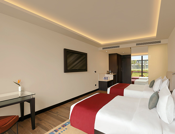 The Deluxe Rooms rooms at Tiger Palace Resort, Nepal blend modern sophistication with a touch of the exotic to envelop you in a plush embrace.